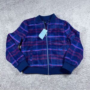 NWT Tommy Hilfiger Youth Kids Varsity Jacket Wool Purple Blue Size L